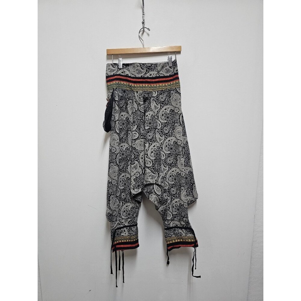 Harem Pants Paisley Thai Hill Tribe Fabric with Ankle Straps